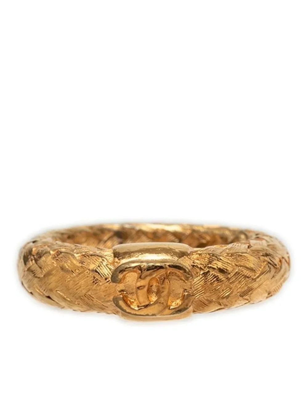 Chanel 00A CC Logo Chain Motif Ring Gold Plated